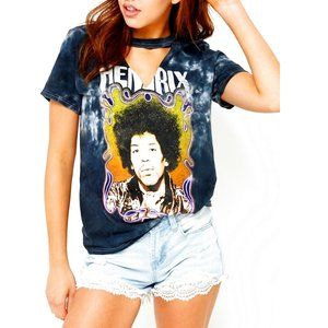 Jimi Hendrix Photo Tie Dye Choker blues rock cotton Tee L NWT